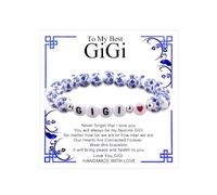 MXXGMYJ Christmas Gifts for Women Porcelain Beaded Bracelets for Nana Mama Gigi Mimi Grandma Gifts for Mothers Day Birthday Gift, S, Ceramic, no gemstone