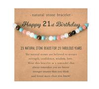MXXGMYJ Happy 21st Birthday Gifts Bracelet for Daughter Granddaughter 21 Year Old Birthday Gifts for Her Best Friend Bday Gifts for Niece Sister Birthday Gift Ideas Natural Stone Bead Bracelets