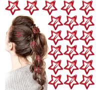 Mxxipp 20pcs Star Hair Clips for Women, Non-Slip Metal Star Snap Barrettes, Y2K Hairstyle Accessories for Women Thick Thin Fine Straight Curly Long Short Hair- Red