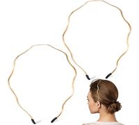 Mxxipp 2pcs Thin Metal Headbands for Women, Non-Slip Wavy Hair Bands, Trendy Hair Hoops Accessories for Long Short Straight Curly Wavy Hair- Gold