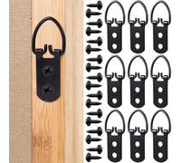 Mxxipp 30pcs D-Ring Picture Hangers, Extra Large Strap Hanger with Screws Kit, 2 Holes Hanging Hardware for Hanging Picture Photo Frame- Black (10 Sets)