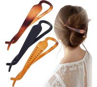 Mxxipp 3pcs Banana Hair Clip for Women, Non-Slip Resin French Twist Hair Barrettes, Vintage 80s/90s Style Flat Hair Accessories for Thin Thick Curly Straight Long Hair- Brown & Black & Coffee