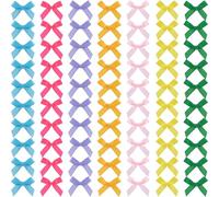 Mxxipp 70pcs Mini Ribbon Bows for Craft, Small Satin Ribbon Bow, Soft Bowknot Sewing Accessories for Flowers Wrapping Bakery Christmas Wedding Birthday Party DIY Decoration- 7 Colors