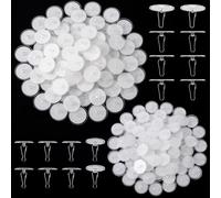 Mxxipp 80 Pack Self-Adhesive Ceiling Hooks for Hanging, Sticky No-Drill Ceiling Discs with Iron Hook, Transparent Wall Hanger for Festival Wedding Birthday Party Christams Decorations
