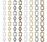 Mxxipp 80pcs Frame Charms for Women, Gothic Photo Frame Art Charms, 3D Metal Nail Accessories for DIY Manicure Sunglasses Scrapbook Bookmarks - Gold, Silver, Retro Gold & Retro Silver