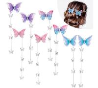 Mxxipp 8pcs Tassel Butterfly Hair Clips for Women, Non-Slip 3D Moving Butterfly Hair Pin Barrettes, Cute Decorative Hair Accessories for Valentines Wedding Prom Birthday Gift