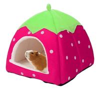 MXYZQDE Guinea Pig Bed, Cuddly Winter House for Guinea Pigs, Accessories, Pink Strawberry Cave with Soft Padding, Guinea Pig Accessories, Ideal as a Rabbit Bed and Rat Accessory