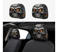 MXZERFKGLA 1 PCS Car Headrest Covers Soft Breathable Car Head Rest Covers Protector Cool Evil Skull Headrest Covers for Cars Seat Headrest Covers for Trucks SUV Universal Interior Cars Accessories