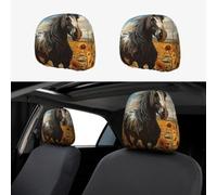 MXZERFKGLA 1 PCS Car Headrest Covers Soft Breathable Car Head Rest Covers Protector Dark horse under the sunflowers Headrest Covers for Cars Seat Headrest Covers for Trucks SUV Cars Accessories