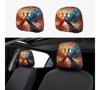 MXZERFKGLA 1 PCS Car Headrest Covers Soft Breathable Car Head Rest Covers Protector Fire and water phoenix Headrest Covers for Cars Seat Headrest Covers for Trucks SUV Cars Accessories