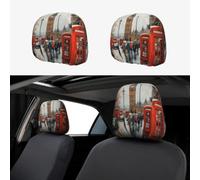 MXZERFKGLA 1 PCS Car Headrest Covers Soft Breathable Car Head Rest Covers Protector London Impression Headrest Covers for Cars Seat Headrest Covers for Trucks SUV Cars Accessories
