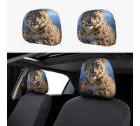 MXZERFKGLA 1 PCS Car Headrest Covers Soft Breathable Car Head Rest Covers Protector Snow Leopard Headrest Covers for Cars Seat Headrest Covers for Trucks SUV Universal Interior Cars Accessories