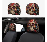 MXZERFKGLA 1 PCS Car Headrest Covers Soft Breathable Car Head Rest Covers Protector Sugar Skulls Headrest Covers for Cars Seat Headrest Covers for Trucks SUV Universal Interior Cars Accessories