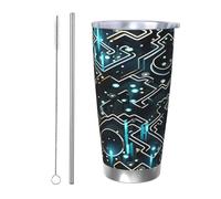 MXZERFKGLA 20 oz Tumbler Insulated Coffee Mug with Lid and Straw Coding Pattern Tumbler Double Wall Vacuum Insulated Tumblers Spill Proof Coffee Travel Mug Gifts for Men Women Birthday Christmas