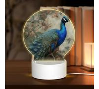 MXZERFKGLA 3D Night LED Light Lamp Bases Acrylic Love Lamps Blue Peacock Night Light LED Bedside Lamp Acrylic Table Lamps Valentine's Day Thanksgiving Birthday Personalized Gifts for Women Men Couple