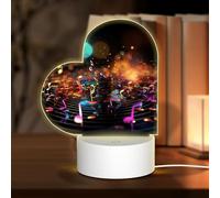 MXZERFKGLA 3D Night LED Light Lamp Bases Acrylic Love Lamps Colorful Music Notes Night Light LED Bedside Lamp Acrylic Table Lamps Thanksgiving Birthday Personalized Gifts for Women Men Couple