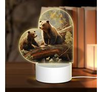 MXZERFKGLA 3D Night LED Light Lamp Bases Acrylic Love Lamps Cute Bears Play in The Tree Night Light LED Bedside Lamp Acrylic Table Lamps Thanksgiving Birthday Personalized Gifts for Women Men Couple