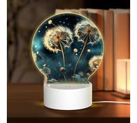 MXZERFKGLA 3D Night LED Light Lamp Bases Acrylic Love Lamps Dandelion Flowers in The Sky Night Light LED Bedside Lamp Acrylic Table Lamps Thanksgiving Birthday Personalized Gifts for Women Men Couple