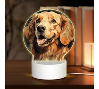 MXZERFKGLA 3D Night LED Light Lamp Bases Acrylic Love Lamps Golden Retriever Night Light LED Bedside Lamp Acrylic Table Lamps Thanksgiving Birthday Personalized Gifts for Women Men Couple