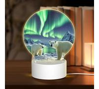 MXZERFKGLA 3D Night LED Light Lamp Bases Acrylic Love Lamps Polar Bears Northern Lights Night Light LED Bedside Lamp Acrylic Table Lamps Thanksgiving Birthday Personalized Gifts for Women Men Couple