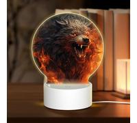 MXZERFKGLA 3D Night LED Light Lamp Bases Acrylic Love Lamps Wild Wolf in The Fire Night Light LED Bedside Lamp Acrylic Table Lamps Thanksgiving Birthday Personalized Gifts for Women Men Couple