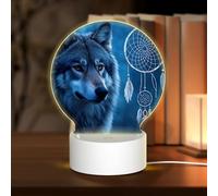 MXZERFKGLA 3D Night LED Light Lamp Bases Acrylic Love Lamps Wolves and Dream Catchers Night Light LED Bedside Lamp Acrylic Table Lamps Thanksgiving Birthday Personalized Gifts for Women Men Couple