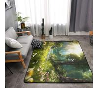 MXZERFKGLA Area Rug Non-Slip Floor Mats Woodland Land Flower Rugs for Living Room Doormat Vintage Living Room Rug Floor Carpet Washable Rugs for Bedroom Dining Room Home Decor Large Carpet 160x120 cm