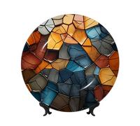 MXZERFKGLA Bone China Decorative Plate 8in Ceramic Dinner Plates Fragments Decorative Plates with Display Stand Hanging Porcelain Plate Art Crafts Ceramic Ornaments for Home Office Wall Decor