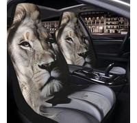 MXZERFKGLA Car Seat Covers Set of 1 PC Breathable Front Seat Covers Elastic Seats Cushion Pad Animal Lion White Black in Suits Seat Covers Universal Automotive Cushion Protector for SUVs Vans Sedan