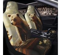 MXZERFKGLA Car Seat Covers Set of 1 PC Breathable Front Seat Covers Elastic Seats Cushion Pad Cute Bears Play in The Tree Seat Covers Universal Automotive Cushion Protector for SUVs Vans Sedan