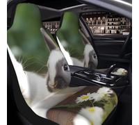 MXZERFKGLA Car Seat Covers Set of 2 PCS Breathable Front Seat Covers Elastic Seats Cushion Pad Two Little Cute Rabbit Seat Covers Universal Automotive Cushion Protector for SUVs Vans Sedan