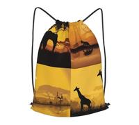 MXZERFKGLA Drawstring Backpack Sports Gym Bags African grassland animals Drawstring Bags for Men Women Beach Bag String Bag