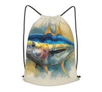 MXZERFKGLA Drawstring Backpack Sports Gym Bags Bluefin Tuna Thunnus Drawstring Bags for Men Women Beach Bag String Bag