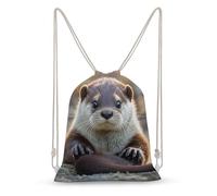 MXZERFKGLA Drawstring Backpack Sports Gym Bags Cute Otter Drawstring Bags for Men Women Beach Bag String Bag