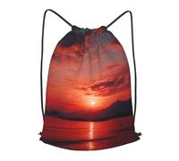 MXZERFKGLA Drawstring Backpack Sports Gym Bags Fiery red sunset Drawstring Bags for Men Women Beach Bag String Bag