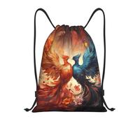 MXZERFKGLA Drawstring Backpack Sports Gym Bags Fire and water phoenix Drawstring Bags for Men Women Beach Bag String Bag