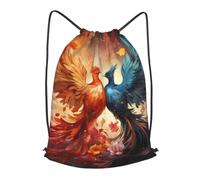 MXZERFKGLA Drawstring Backpack Sports Gym Bags Fire and water phoenix Drawstring Bags for Men Women Beach Bag String Bag
