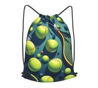 MXZERFKGLA Drawstring Backpack Sports Gym Bags Funny Tennis Racquets and Tennis Balls Drawstring Bags for Men Women Beach Bag String Bag