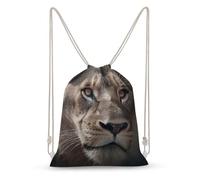 MXZERFKGLA Drawstring Backpack Sports Gym Bags Lion's Focused Expression Drawstring Bags for Men Women Beach Bag String Bag