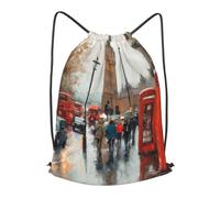 MXZERFKGLA Drawstring Backpack Sports Gym Bags London Impression Drawstring Bags for Men Women Beach Bag String Bag
