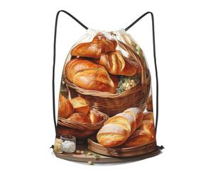 MXZERFKGLA Drawstring Backpack Sports Gym Bags Painted Bread Drawstring Bags for Men Women Beach Bag String Bag