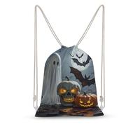 MXZERFKGLA Drawstring Backpack Sports Gym Bags Pumpkin Lantern Ghost Drawstring Bags for Men Women Beach Bag String Bag