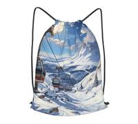 MXZERFKGLA Drawstring Backpack Sports Gym Bags Ski Lift at Sunshine Drawstring Bags for Men Women Beach Bag String Bag