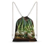 MXZERFKGLA Drawstring Backpack Sports Gym Bags Slice Green Onions Drawstring Bags for Men Women Beach Bag String Bag