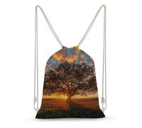 MXZERFKGLA Drawstring Backpack Sports Gym Bags Sunrise on Big Tree Drawstring Bags for Men Women Beach Bag String Bag
