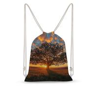 MXZERFKGLA Drawstring Backpack Sports Gym Bags Sunrise on Big Tree Drawstring Bags for Men Women Beach Bag String Bag