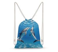 MXZERFKGLA Drawstring Backpack Sports Gym Bags Two Dolphins Drawstring Bags for Men Women Beach Bag String Bag