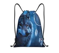 MXZERFKGLA Drawstring Backpack Sports Gym Bags wolves and dream catchers Drawstring Bags for Men Women Beach Bag String Bag