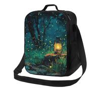 MXZERFKGLA Insulated Lunch Bag Reusable Cooler Bag Fireflies and Lantern Lunch Box Lunch Tote Bag for Work Picnic