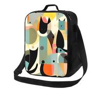 MXZERFKGLA Insulated Lunch Bag Reusable Cooler Bag Mid-Century Modern Art Cat Lunch Box Lunch Tote Bag for Work Picnic